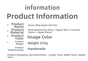 Detailed specifications of Seven-Ring Agate Life Tree with material and size parameters