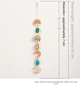 Vertical seven-chakra gemstone tree of life wall hanging with dimensions 7x65cm