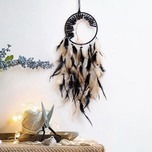 Tree Of Life Dreamcatcher Handmade Feather Stone Bead Wall Hanging Decor Boho Home Room Ornament