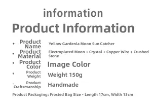 Detailed material specifications for handmade gardenia moon suncatcher with crystals