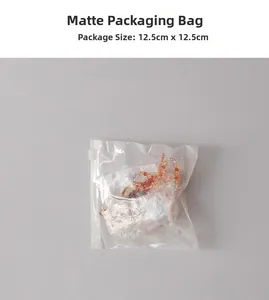Frosted self-sealing packaging bag 12.5x12.5cm showing beads inside for decoration