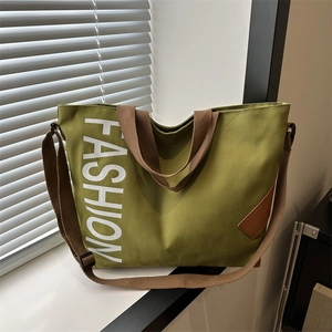Women Large Capacity Canvas Tote Bag Fashion Letter Print Shoulder Bag Casual Daily Commute School Crossbody Bag