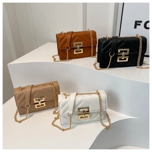 Chic chevron quilted chain crossbody bags in four colors with gold metal lock closure