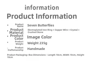 Detailed specifications of crystal butterfly suncatcher with material and weight info