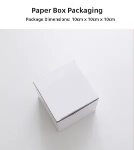 White minimalist paper packaging box measuring 10x10x10cm for crystal suncatchers