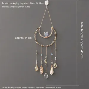 Tree of Life suncatcher moon dreamcatcher with natural stones and crystal pendants