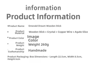 Detailed specifications of crystal wall hanging with wood stick and agate stone details