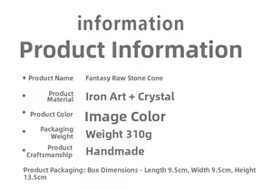 Detail specifications for the handmade iron and crystal fantasy raw stone pyramid suncatcher