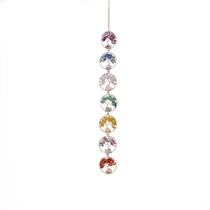 Seven Chakra Tree of Life wall hanging with natural crystals for home decoration