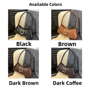 Collage of chic baguette bags in black and brown hues with elegant gold hardware
