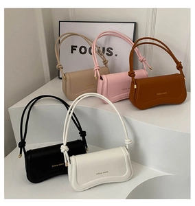 Detailed close-up showing Five minimalist Miss mini leather shoulder bags in various colors