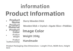 Detailed specifications of starry wood stick suncatcher with crystal and agate