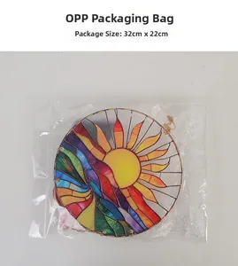 Detail of colorful suncatcher ornament with agate pattern in 32x22cm OPP packaging