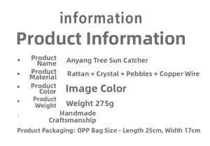 Liste détaillée des produits pour l'attrape-soleil Anyang Tree en rotin et cristal artisanal