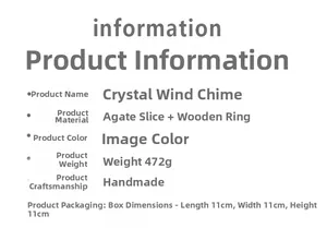 Detailed specifications for agate wind chime with wooden ring and 472g weight details