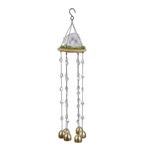Carillon éolien avec cristal blanc naturel et cloches en laiton pour la décoration
