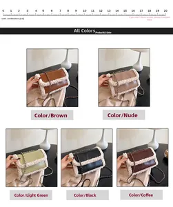 Retro faux leather chain bags with sherpa trim in brown, beige, green, black and coffee
