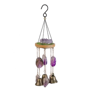 Scacciapensieri boho in agata viola con ametista e campanelli per auto e decorazione