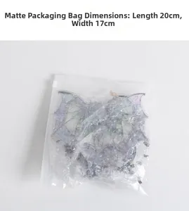 Frosted zipper packaging bag for acrylic bat pendant with size 20cm x 17cm