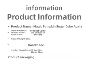 Detailed specs for Magic Pumpkin Cube Agate with crushed stone and handmade finish