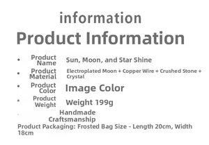 Detail list of crystal suncatcher materials featuring electroplated metal and crushed stones