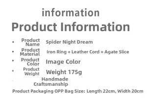 Detailed specifications of handmade Halloween spider web dreamcatcher with agate slice