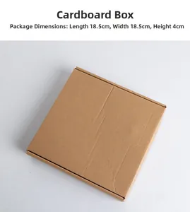 Detailed dimensions showing 18.5x18.5x4 cm brown kraft paper gift box for party decor