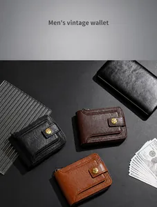 Detail shot of vintage men's PU leather wallets with buckles and star decoration