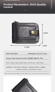 Detailed view of vintage men's wallet interior with multiple card slots and dimensions