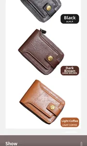 Short vintage men's wallets in black and brown faux leather with star buckle detail