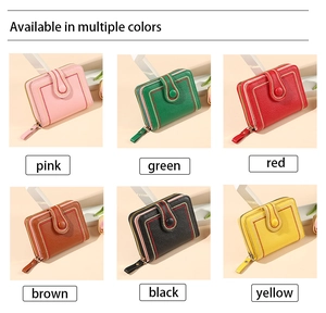 Diverse opzioni di colore per piccoli portafogli in pelle con zip e bottone a pressione