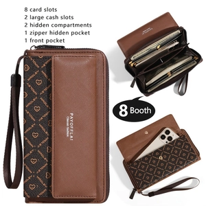 Detailed interior of double-layer wallet showing 8 card slots and phone pocket