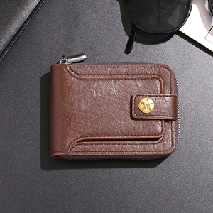 Vintage Men PU Leather Wallet Star Snap Zip Card Holder Small Short Multi Card Slot Coin Purse Business Retro Male Gift