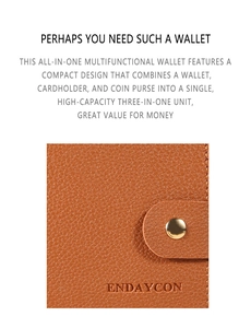 Detail of lychee pattern brown leather wallet featuring high capacity card slots and gold snap