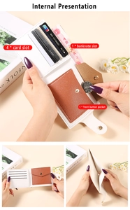 Detailed interior of a white bifold wallet featuring 4 card slots and a snap button coin pocket