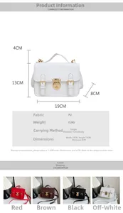 Detailed size specifications and color options for the vintage PU leather crossbody bag