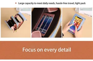 Détails de l'intérieur à compartiments et de la fenêtre tactile transparente pour téléphone