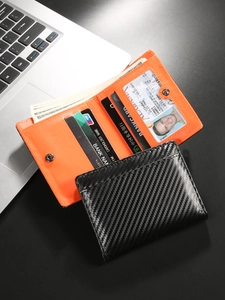 Men Carbon Fiber Texture Wallet RFID Blocking Bifold Short Purse With Zipper Coin Pocket Card Holder Business Simple Wallet