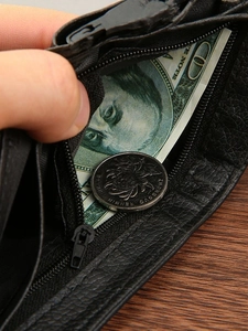 Men's retro PU leather wallet with zipper coin pocket and functional card slots