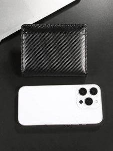 Minimalist carbon fiber RFID blocking wallet for men with a sleek textured finish