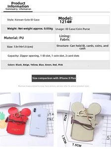 Detailed internal view showing PU leather card slots and zipper pocket of cartoon card holder