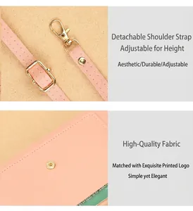 Detalle de bolso de cuero rosa con correa desmontable y cierre de langosta dorado