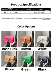 Tableau des tailles et dimensions détaillées pour le sac bandoulière matelassé en PU
