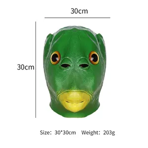 Green fish monster latex mask dimensions 30cm and weight 203g for party decor