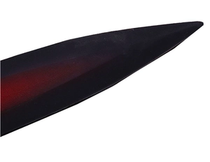 Detailed macro view of the dark elf sword blade with black and deep red matte finish