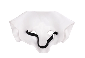 Vue détaillée du dos du masque de chien tacheté avec sangle élastique réglable à l'arrière