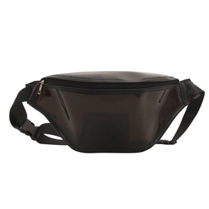 Minimalist black translucent crossbody chest bag with adjustable strap and buckle closure