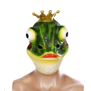 Funny Frog Prince Mask PU Foam Headwear With Golden Crown And Big Eyes For Halloween Masquerade Carnival Party Cosplay