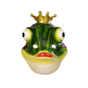 Funny green frog prince mask with golden crown for cosplay party and fancy dress events