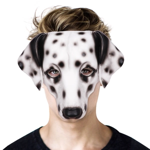 Masque de chien dalmatien réaliste pour adultes avec taches noires sur fond blanc